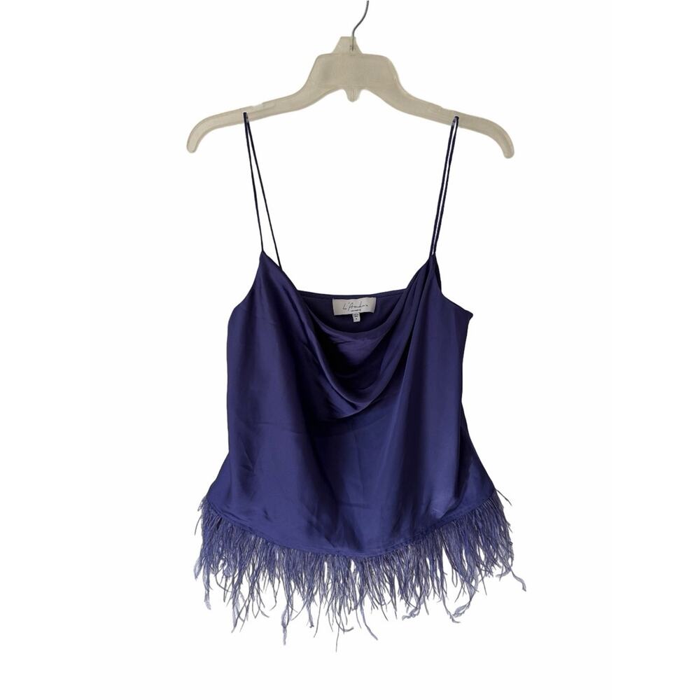 L’Academie NWOTS The Alix Purple Feather Trim Camisole Tank Blouse medium - Picture 3 of 7